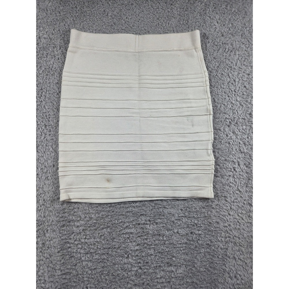 Charlotte Russe Mini Skirt S Cream Womens Bandage Ribbed Bodycon 2B9026